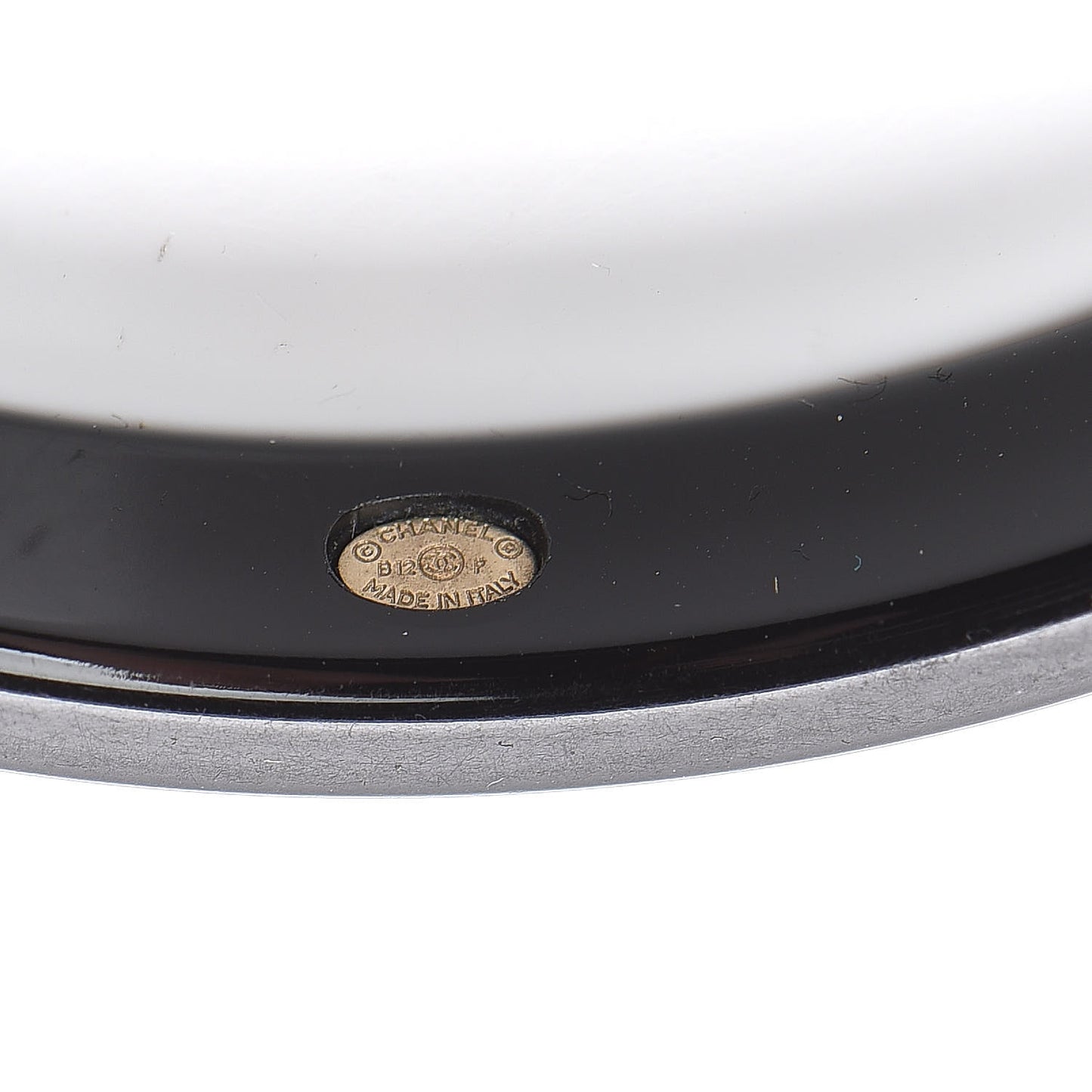 Resin Metal CC Bangle Set of 3 Black White Gold