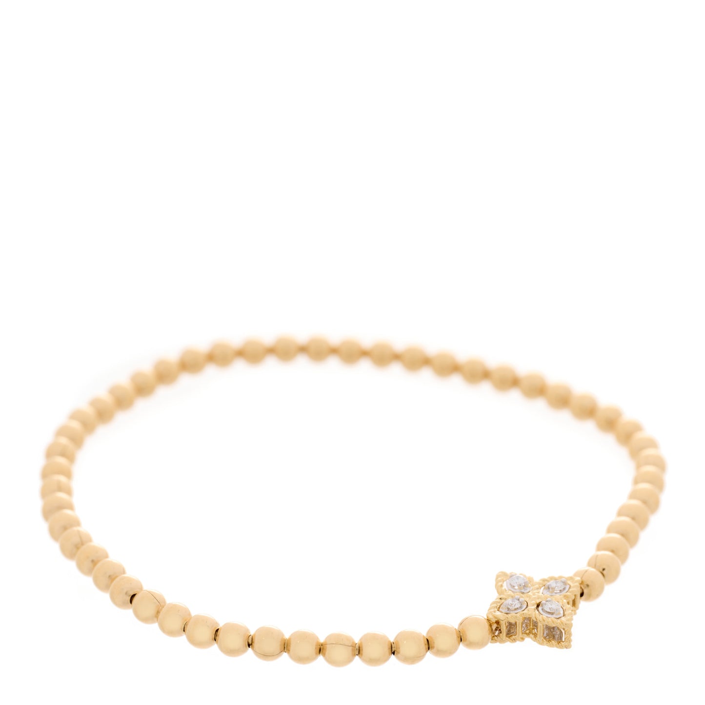 18K Yellow Gold Diamond Small Diamond Accent Flower Stretch Bracelet