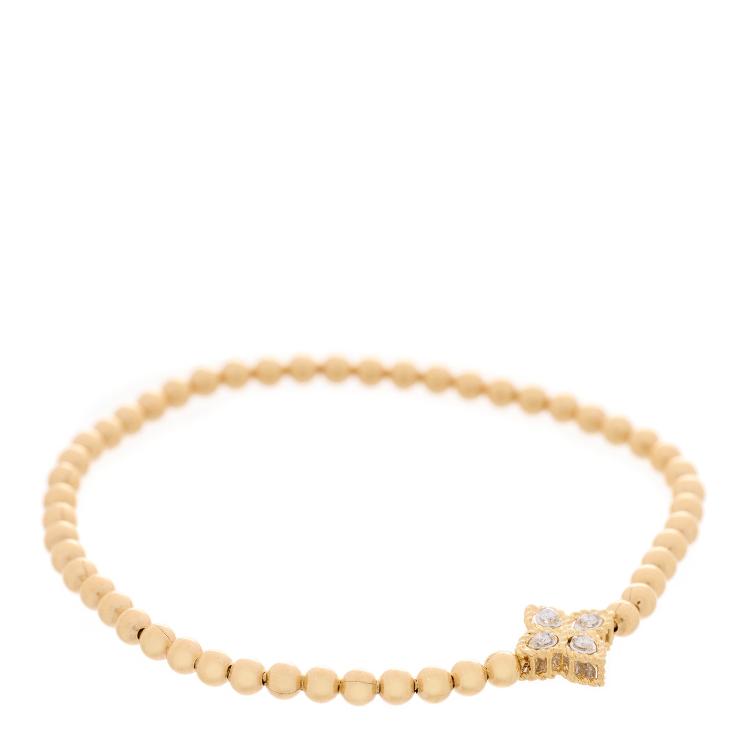 Roberto Coin 18K Yellow Gold Diamond Small Diamond Accent Flower Stretch Bracelet 1 of 3