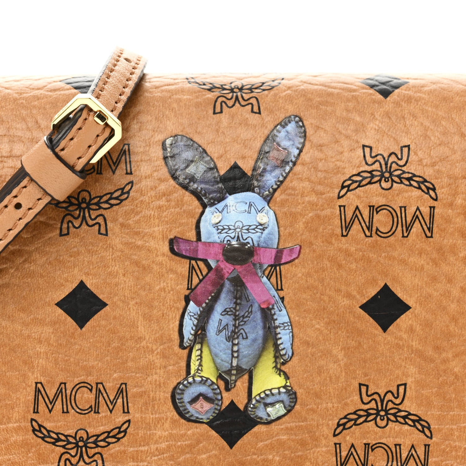 MCM Visetos Rabbit Crossbody Cognac 7 of 10