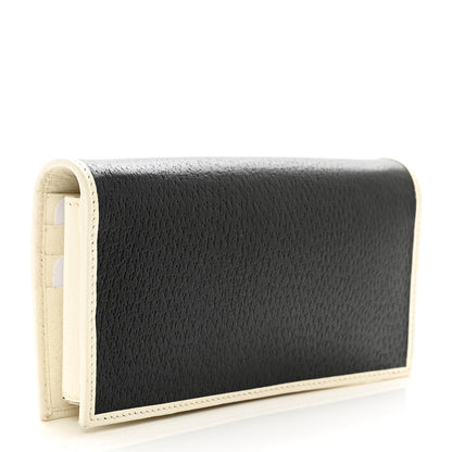 Gucci X ADIDAS Textured Dollar Calfskin Trefoil Embossed Wallet On Chain Black Off White 3 of 7