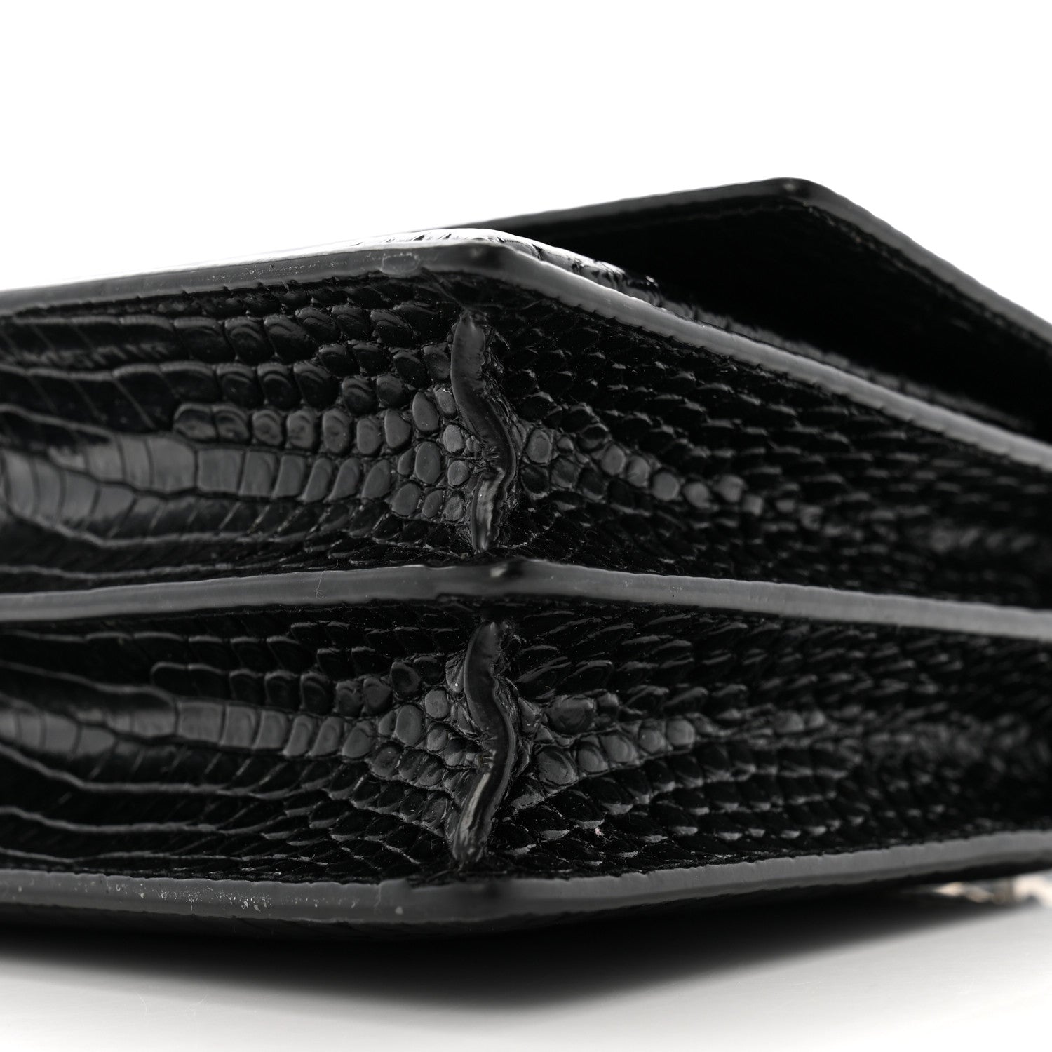 Saint Laurent Calfskin Crocodile Embossed Medium Monogram Sunset Black 11 of 12