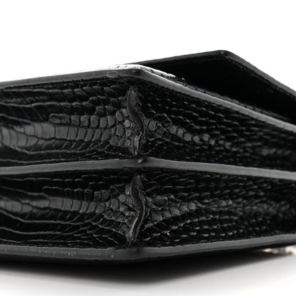 Saint Laurent Calfskin Crocodile Embossed Medium Monogram Sunset Black 11 of 12