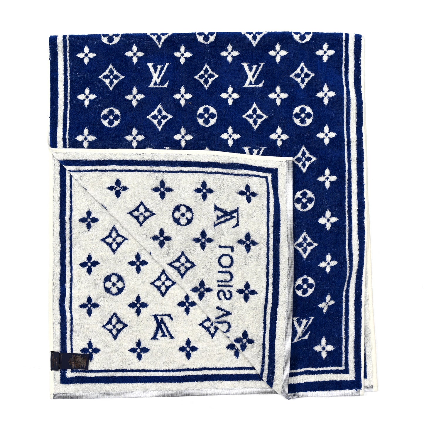 Cotton Monogram Match Towel Blue