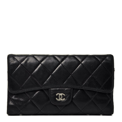 Chanel Lambskin Quilted Large Flap Wallet Black 1 of 7