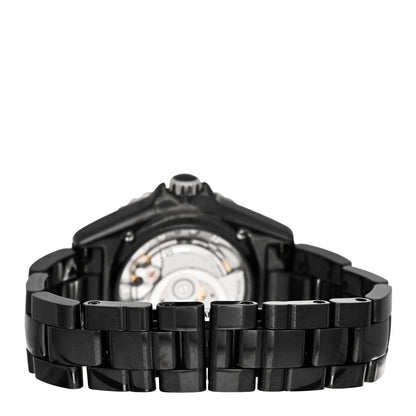 Chanel Stainless Steel Ceramic Diamond 38mm J12 Automatic Watch Black 3 of 5