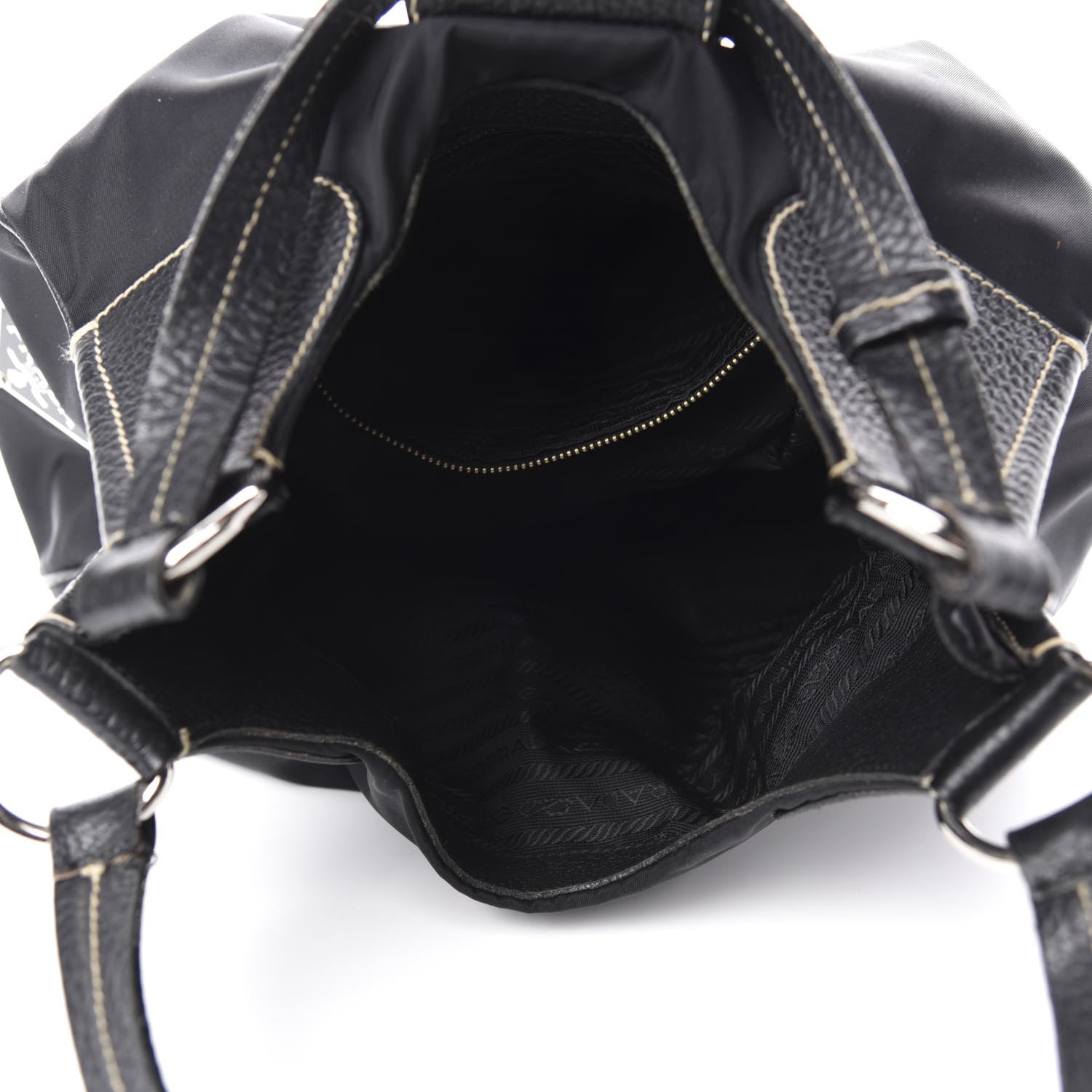 Prada Tessuto Nylon Vitello Daino Hobo Black 5 of 15