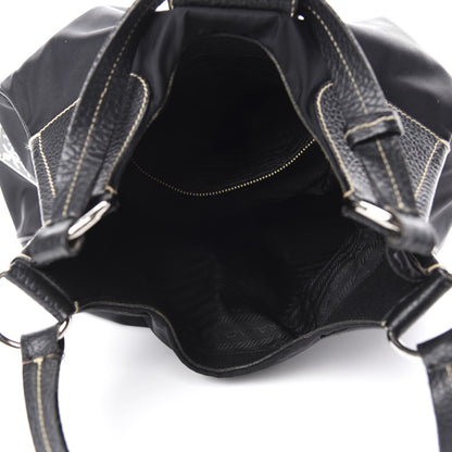 Prada Tessuto Nylon Vitello Daino Hobo Black 5 of 15