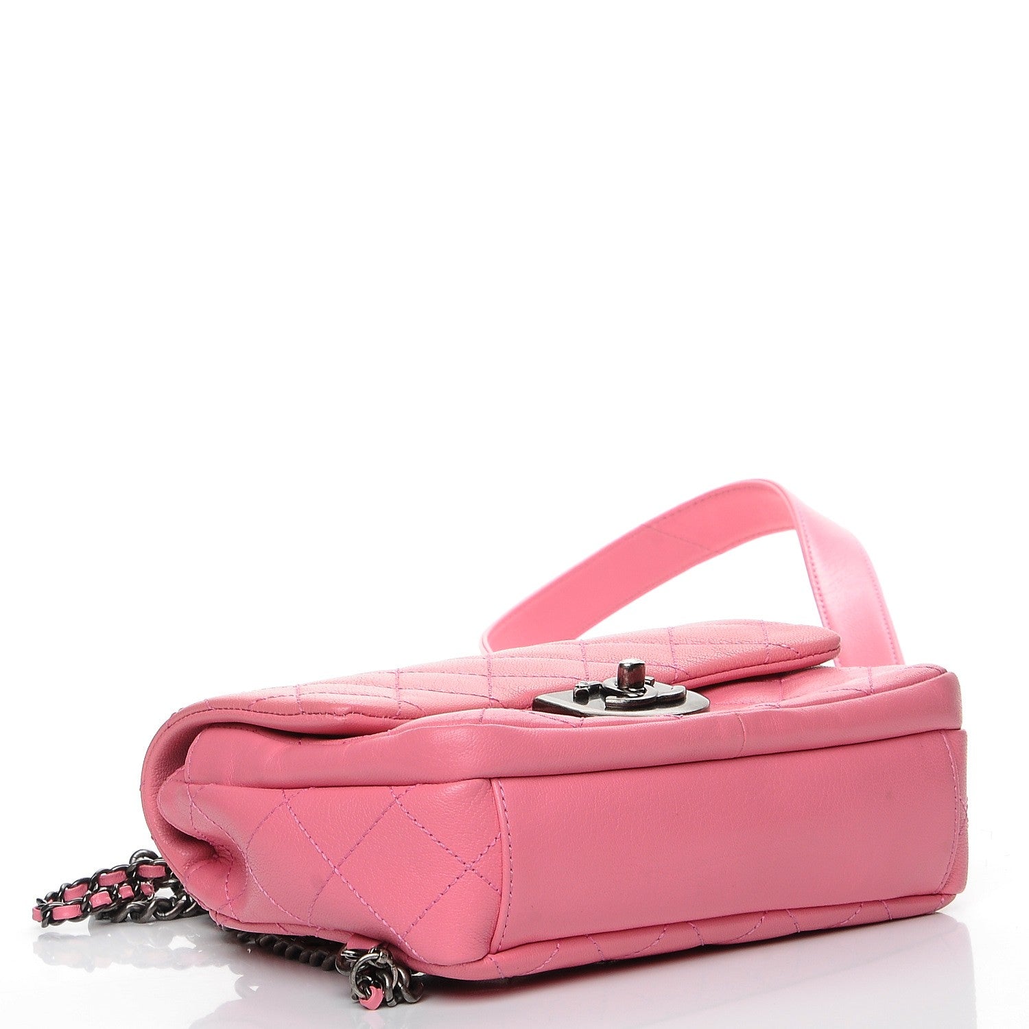 Chanel Shiny Goatskin Quilted Small Double Carry Waist Chain Flap Pink 4 of 8