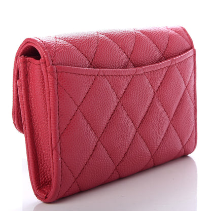 Chanel Caviar Quilted Flap Card Holder Wallet Dark Pink 3 of 9