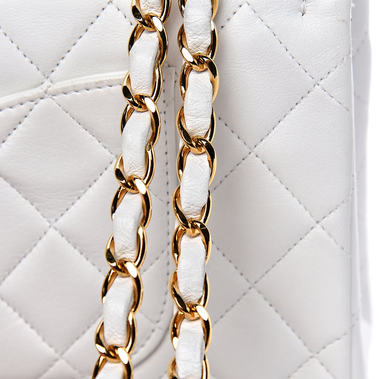 Lambskin Quilted Medium Double Flap White