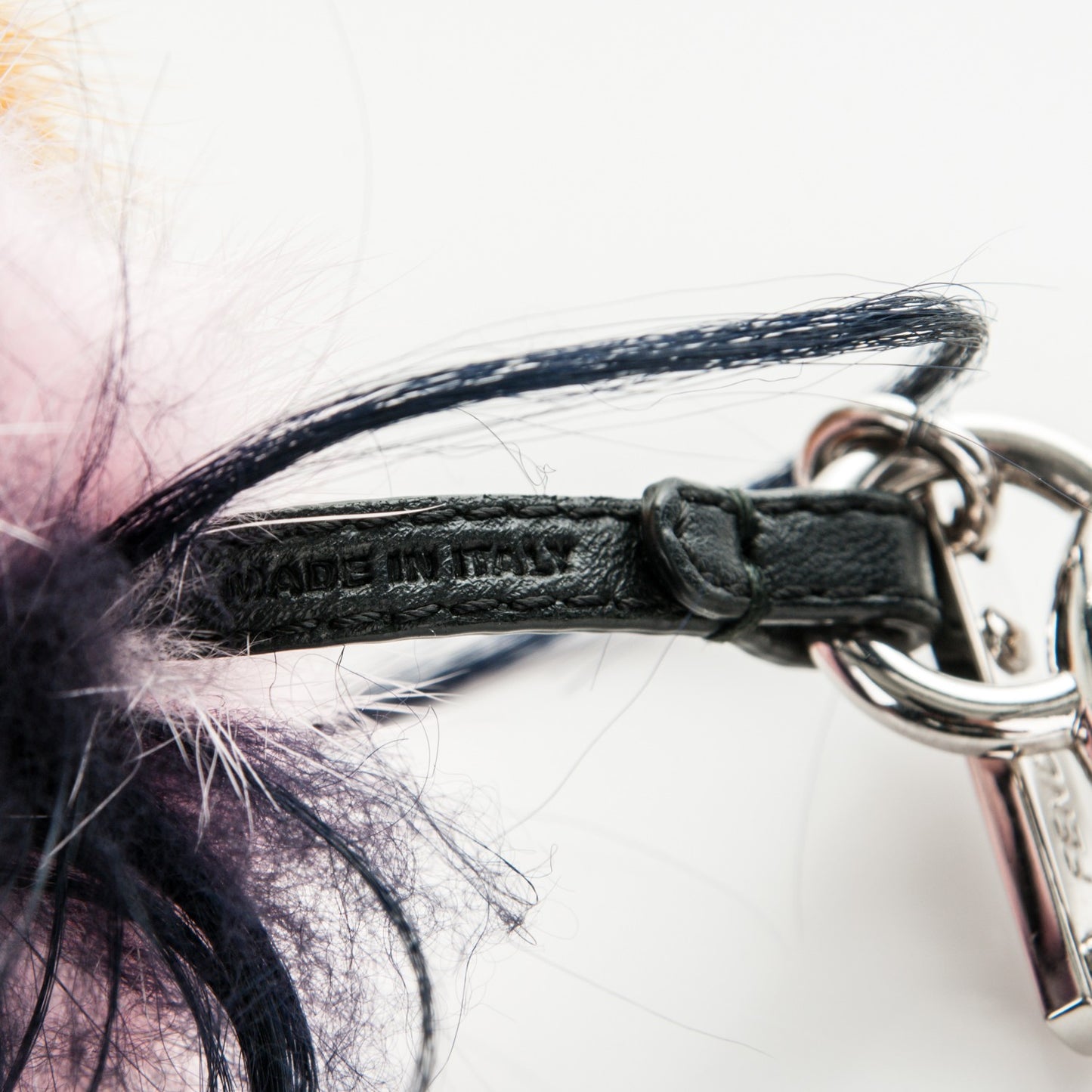 Mink Goat Fur QuTweet Bag Bug Charm Marshmallow Black
