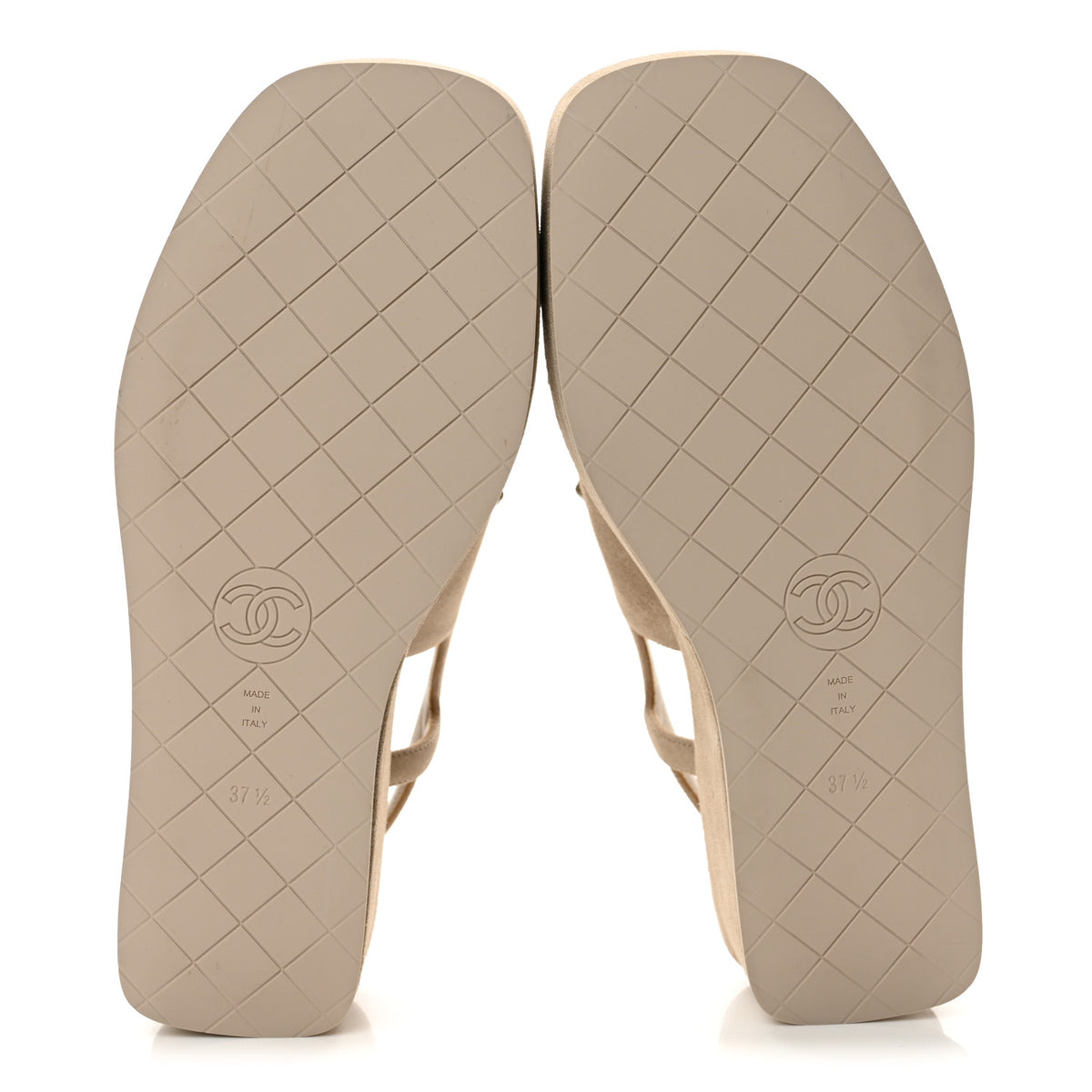 Chanel Suede Calfskin Platform CC Sandals 37.5 Dark Beige 6 of 10