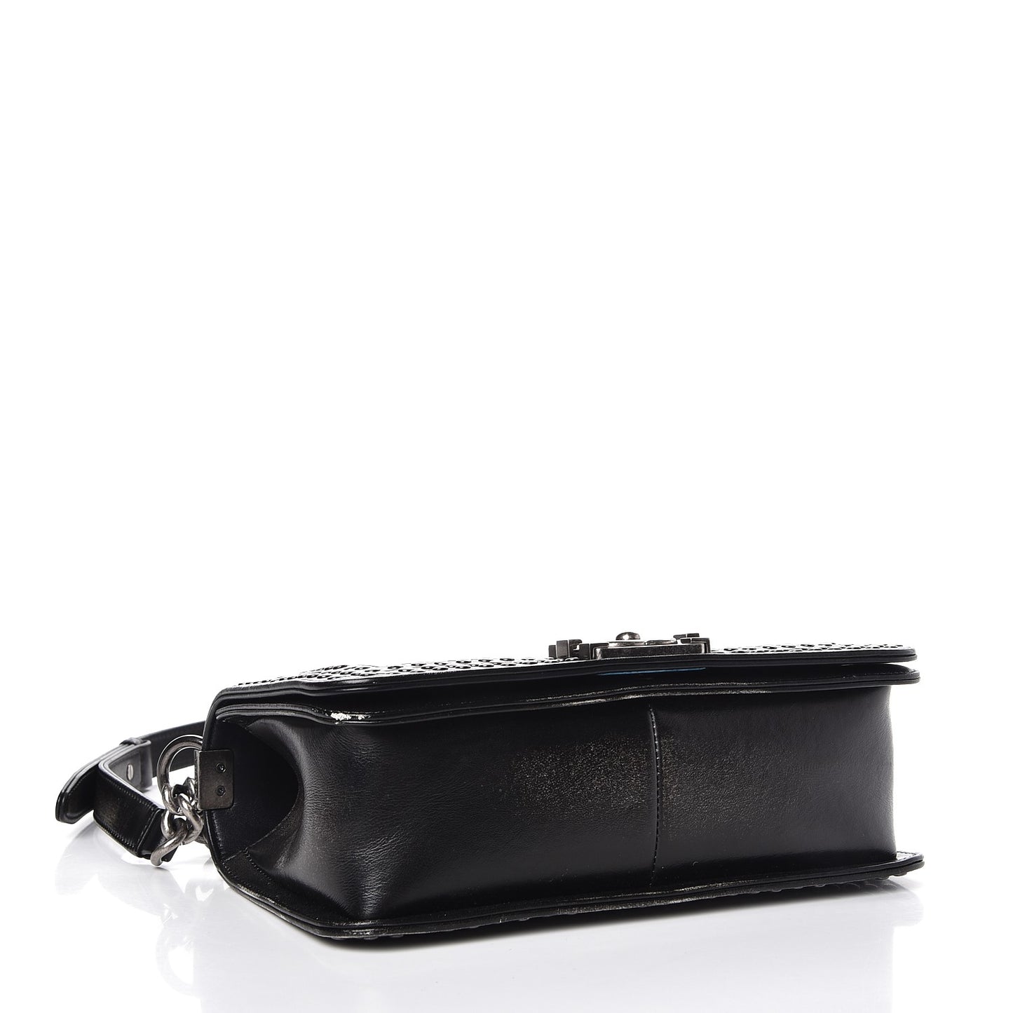 Faded Calfskin Quilted Medium Studded Boy Flap Black