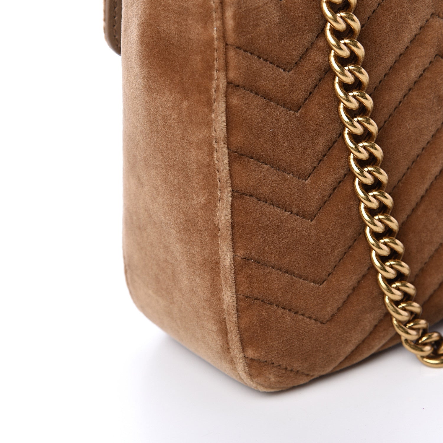 Gucci Velvet Matelasse Medium GG Marmont Shoulder Bag Taupe 14 of 15