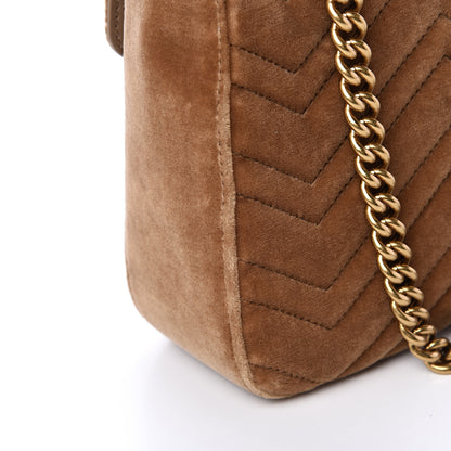 Gucci Velvet Matelasse Medium GG Marmont Shoulder Bag Taupe 14 of 15