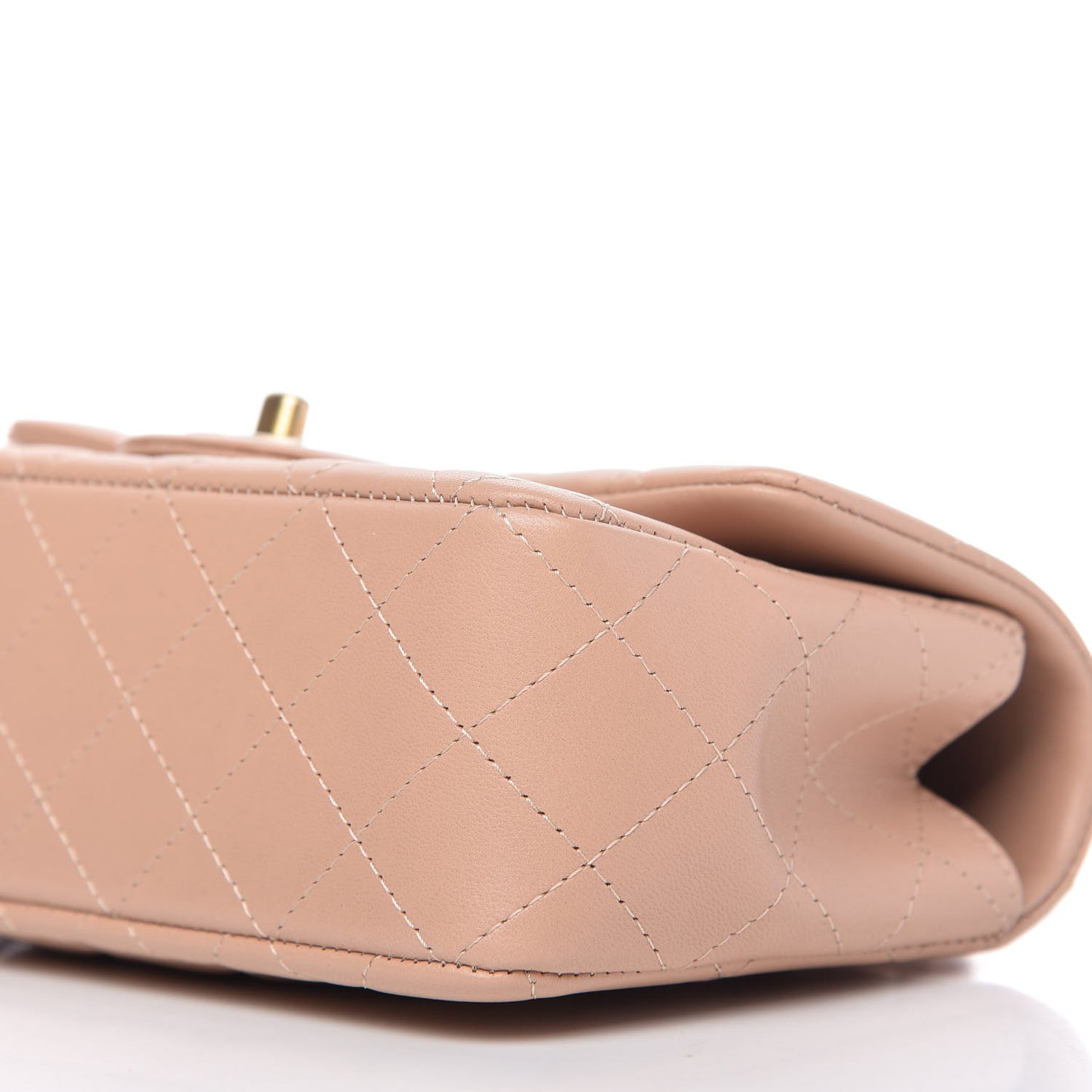 Lambskin Quilted Mini Top Handle Rectangular Flap Beige