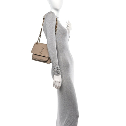 Saint Laurent Lambskin Matelasse Monogram Baby Niki Chain Satchel Dark Beige 2 of 12
