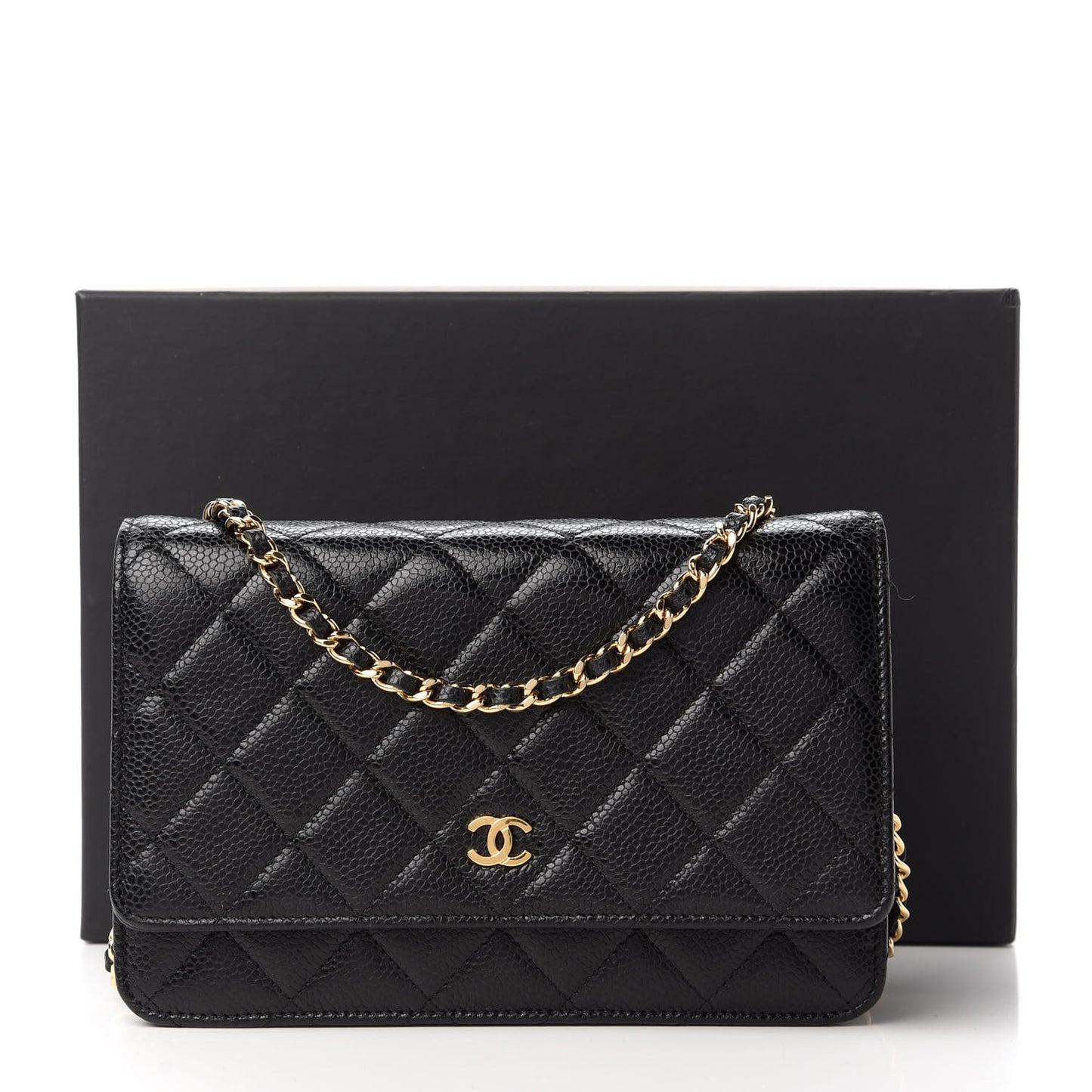Caviar Quilted Wallet On Chain WOC Black