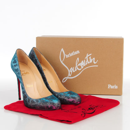 Christian Louboutin Leopard Lame Fifi 100 Pumps Turquoise Violet 38 5 of 8