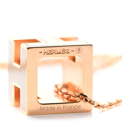 Hermes Rose Gold Lacquered Cage d'H Necklace Marron Glace 5 of 6