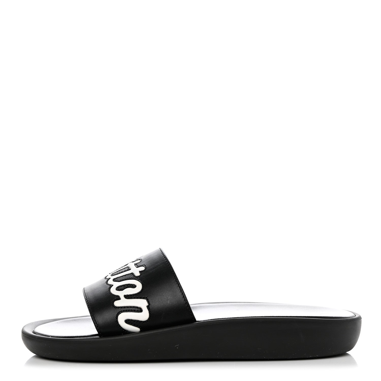 Louis Vuitton Calfskin Logo Sunbath Slide Sandals 38 Black 1 of 8