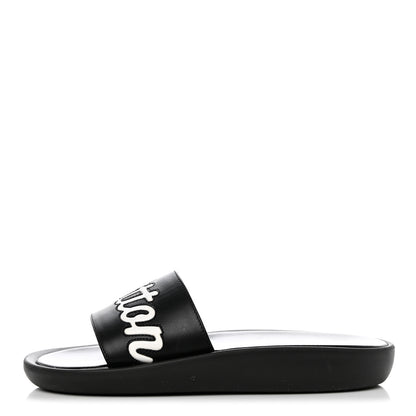 Louis Vuitton Calfskin Logo Sunbath Slide Sandals 38 Black 1 of 8