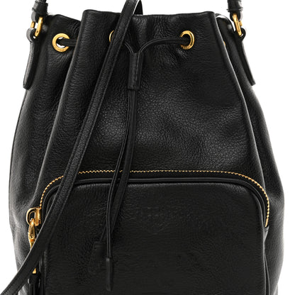 Prada Glace Calfskin Embossed Secchiello Bucket Bag Black 9 of 12