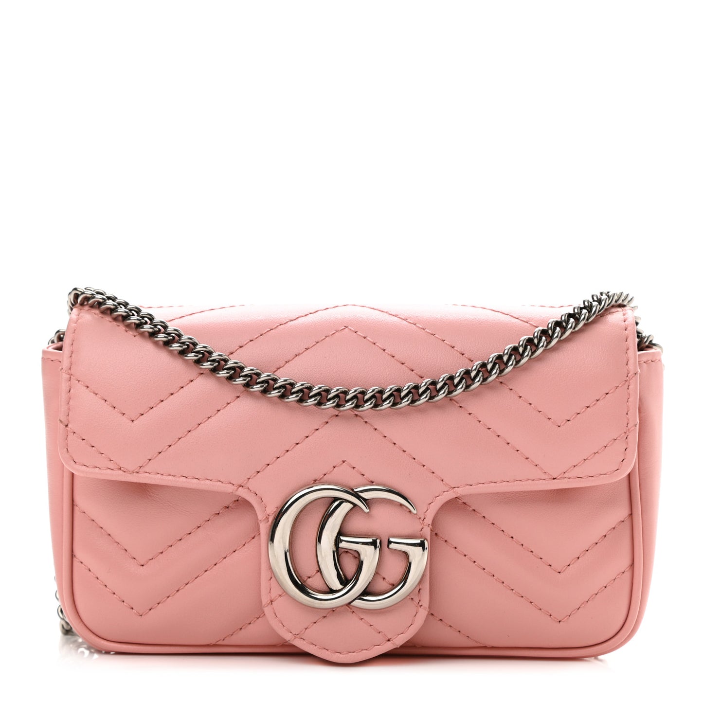 Calfskin Matelasse Super Mini GG Marmont Shoulder Bag Wild Rose