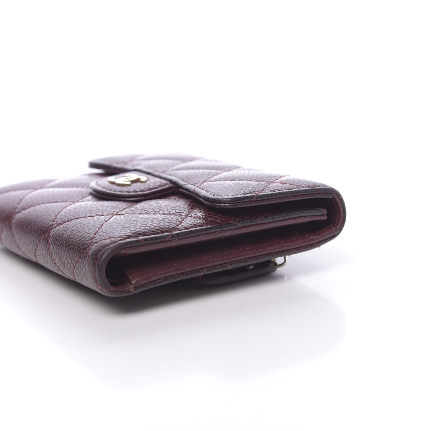 Chanel Caviar Quilted Compact Flap Wallet Burgundy 10 of 12