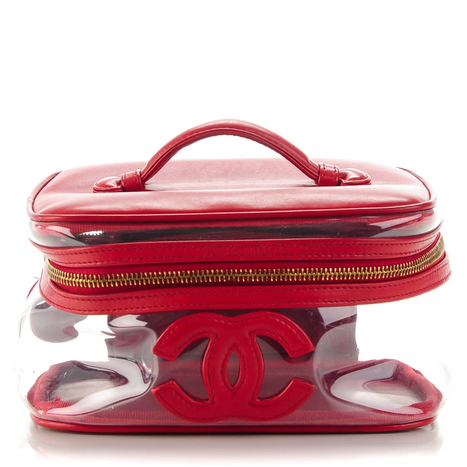 Chanel Vinyl Lambskin Vanity Cosmetic Case Red 1 of 7