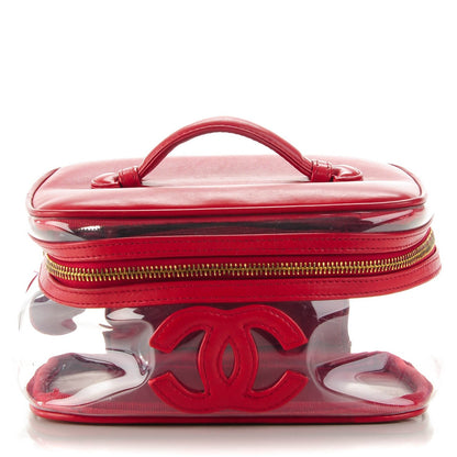 Chanel Vinyl Lambskin Vanity Cosmetic Case Red 1 of 7
