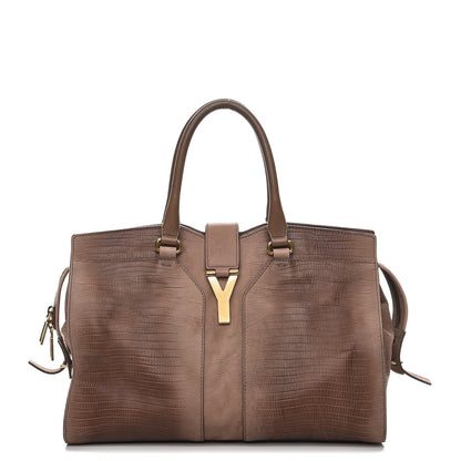 Saint Laurent Lizard Calfskin Embossed Medium Cabas ChYc Brown 1 of 19