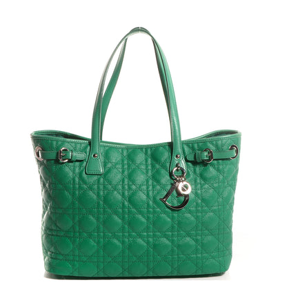 Christian Dior Coated Canvas Cannage Small Panarea Tote Green 1 of 7