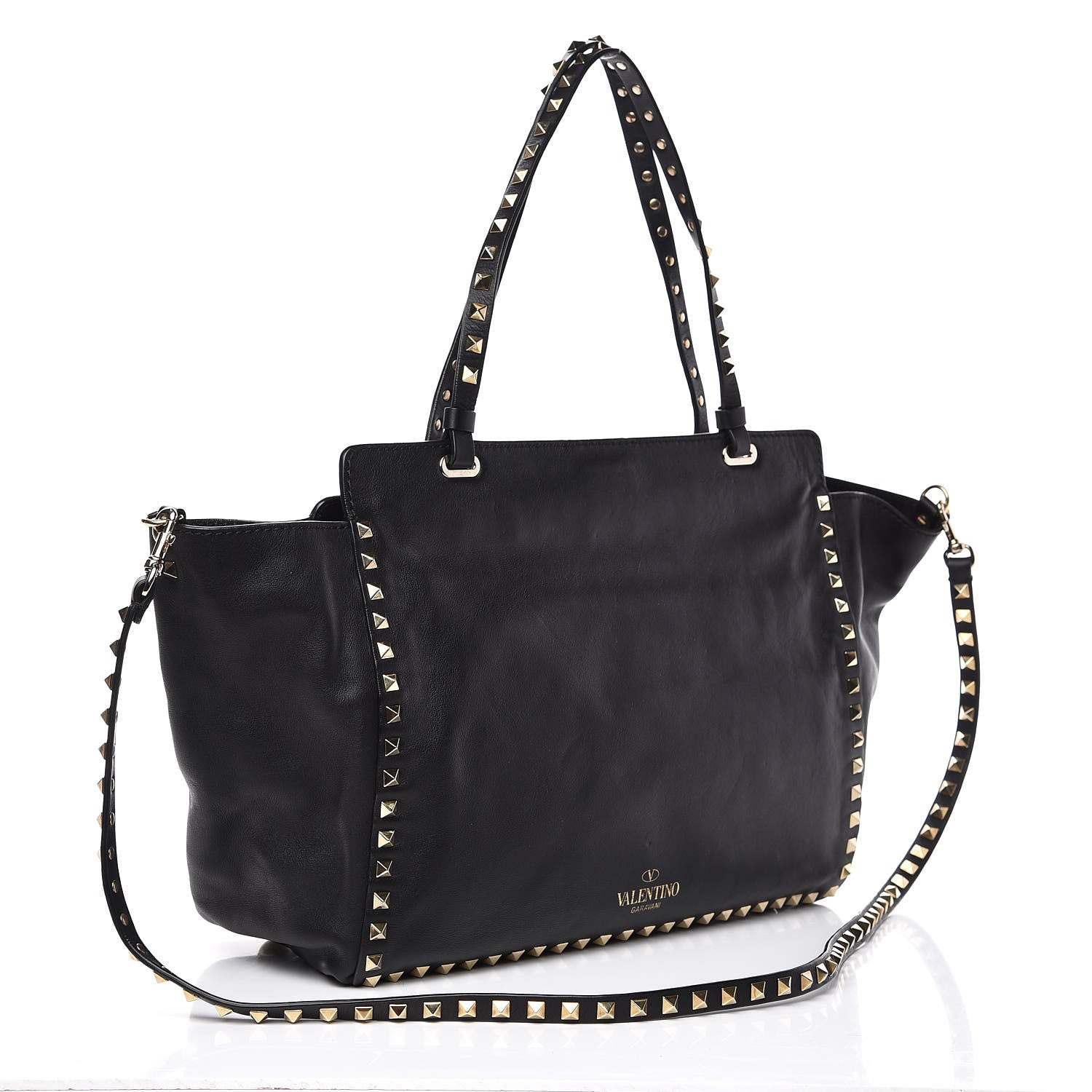 Valentino Garavani Vitello Medium Rockstud Tote Black 3 of 11
