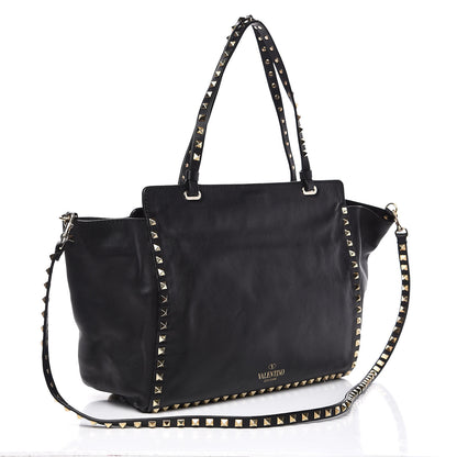 Valentino Garavani Vitello Medium Rockstud Tote Black 3 of 11
