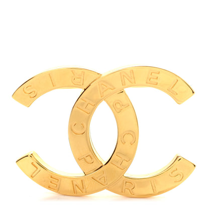 Chanel Metal Paris Button CC Large Brooch Gold 1 of 4