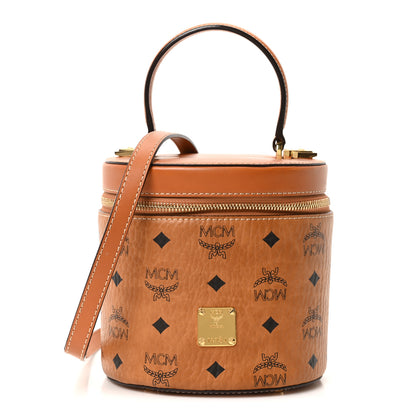 MCM Visetos Small Cylinder Crossbody Bag Cognac 1 of 10