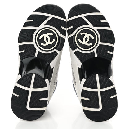 Chanel Fabric Suede Calfskin Womens CC Sneakers 36.5 Ivory Light Gray White 5 of 9