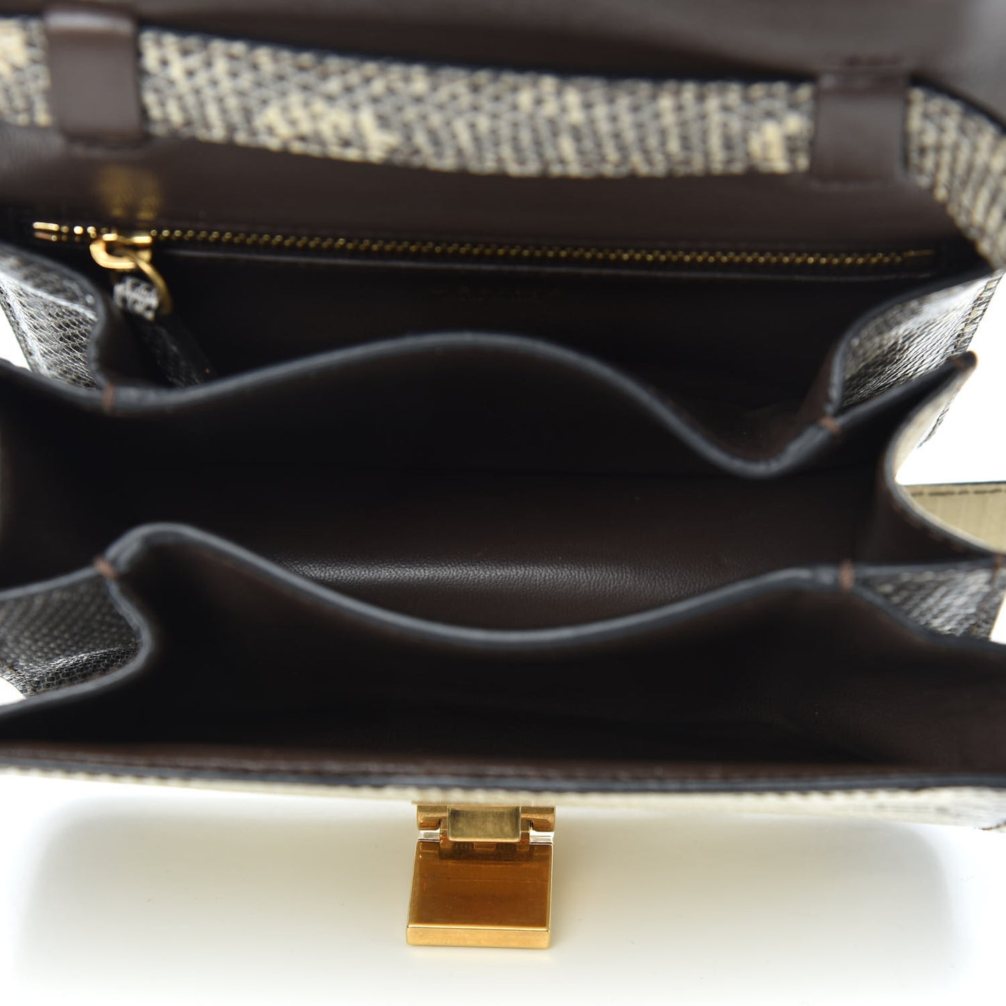 Lizard Small Classic Box Flap Bag Natural