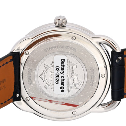 Hermes Stainless Steel Alligator 40mm Arceau Quartz Watch Bleu Abysse 4 of 5
