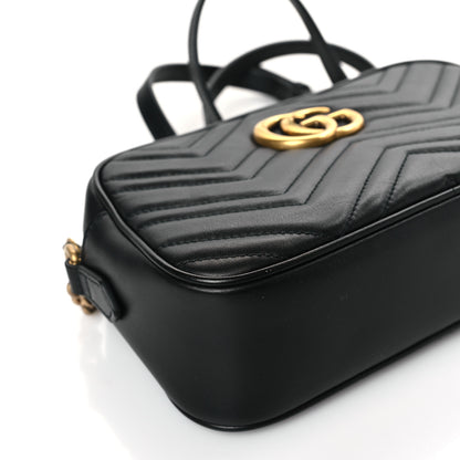 Gucci Calfskin Matelasse Small GG Marmont Chain Shoulder Bag Black 8 of 9