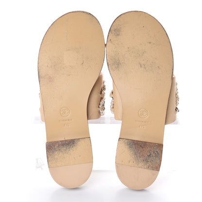Chanel Lambskin Pearl Chain Flat Sandals 41 Beige 6 of 12