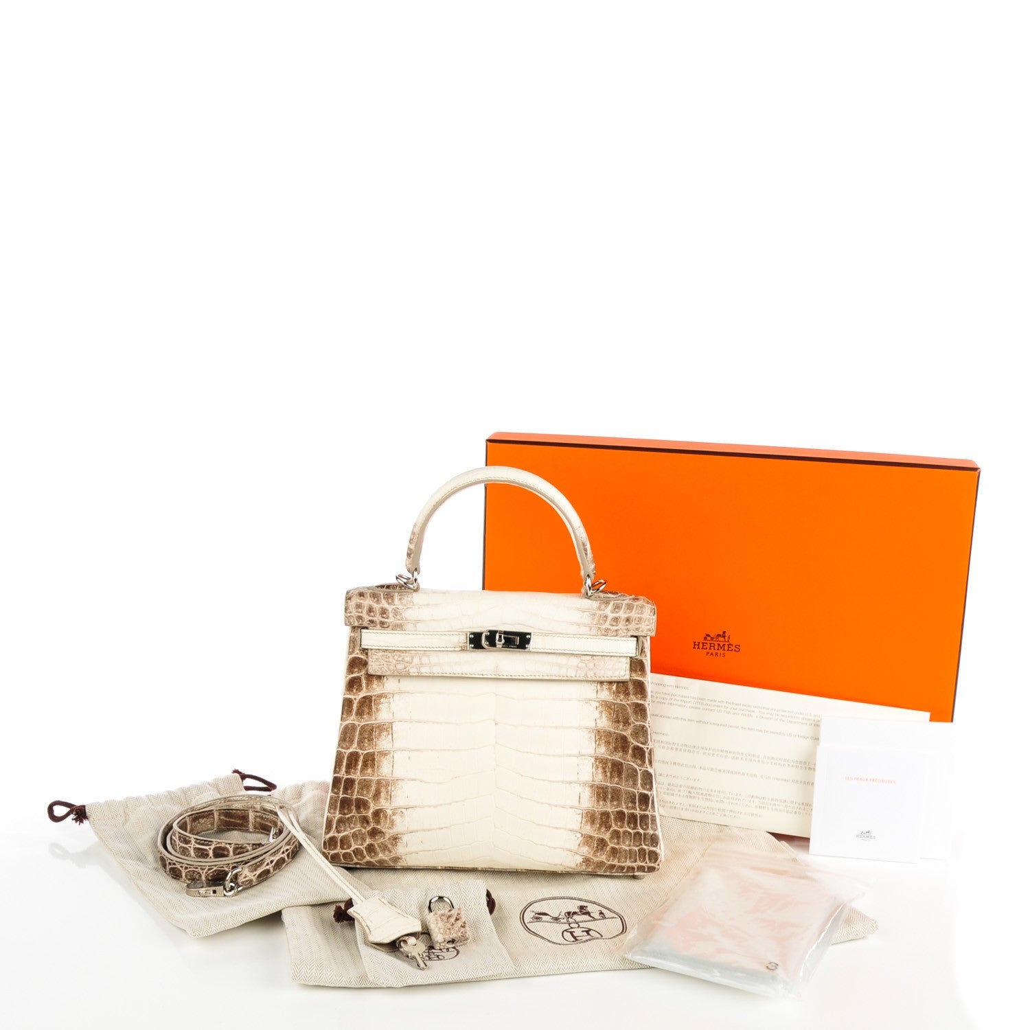 Hermes Matte Niloticus Crocodile Himalaya Kelly Retourne 25 White 5 of 32