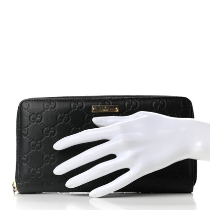Gucci Guccissima Metal Bar Zip Around Organizer Wallet Black 2 of 7