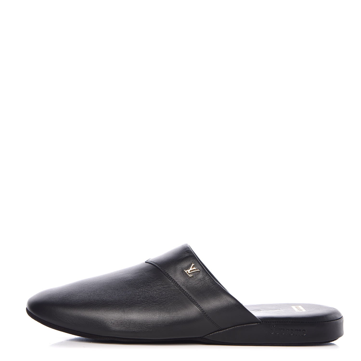 Louis Vuitton X SUPREME Lambskin Mens Hugh Slippers 6 Black 1 of 8