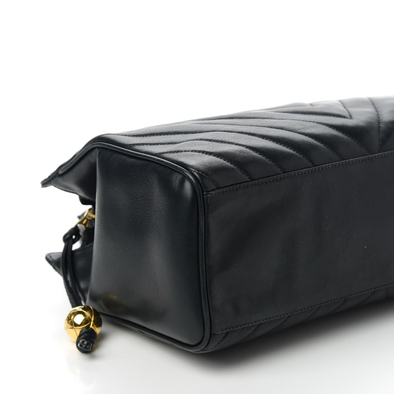 Chanel Lambskin Chevron Quilted Top Handle Bag Black 6 of 11