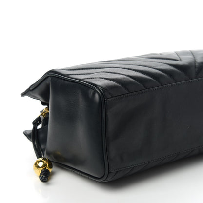 Chanel Lambskin Chevron Quilted Top Handle Bag Black 6 of 11