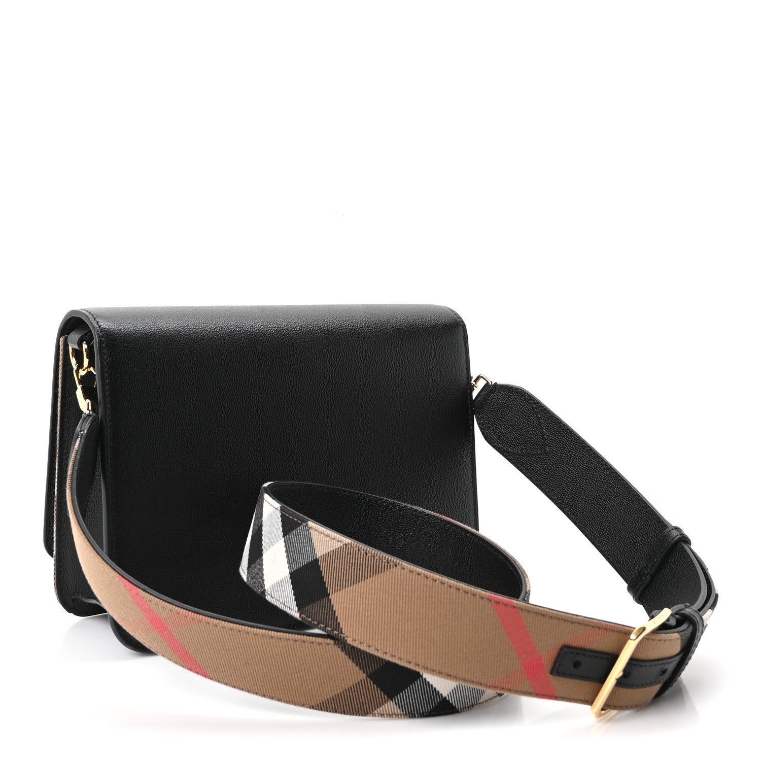 Burberry Derby Calfskin House Check Mackford Crossbody Bag Black 2 of 8