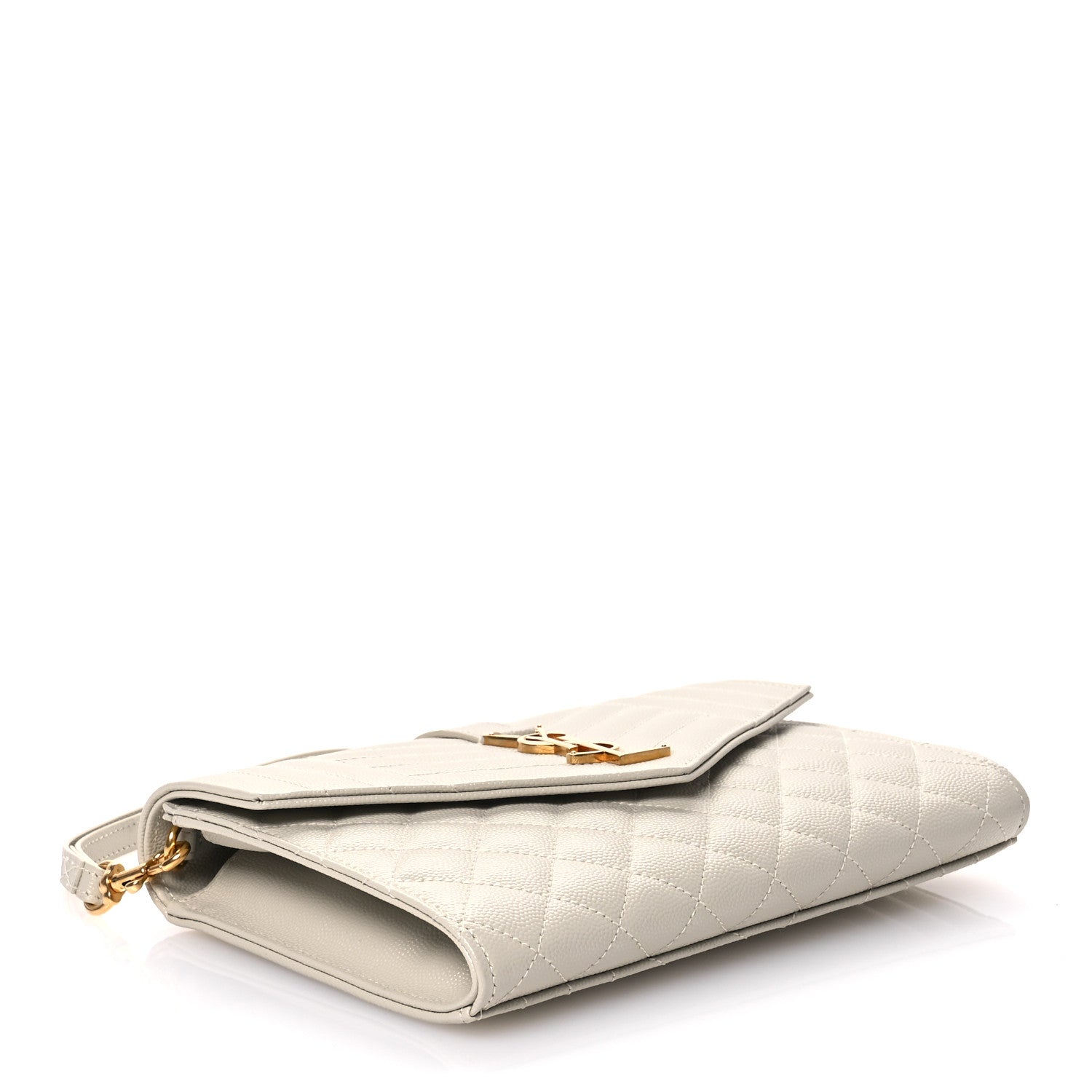 Saint Laurent Grain De Poudre Textured Mixed Matelasse Triquilt Monogram Clutch Blanc Vintage 4 of 7
